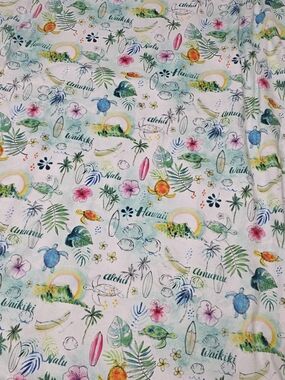 Hawaiian Tropical Print Throw Blanket - White Multi